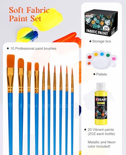 Yeeart 20 Colors Fabric Paint
