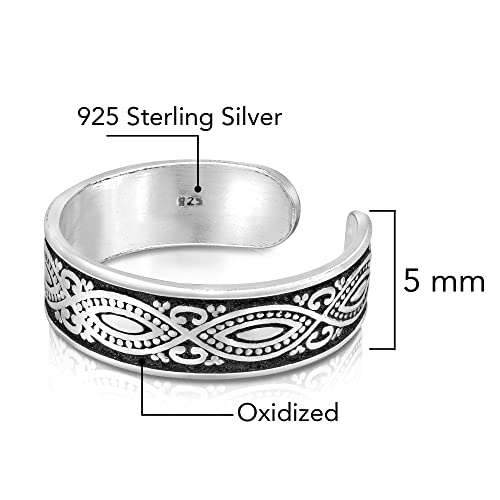 Aeravida Sleek Unisex Balinese Marquise Design Sterling Silver Long Toe Or Pinky Ring, 0.20 Inch #TOP3