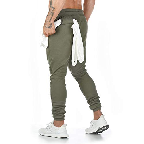 Aotorr Men's Workout Sport Pants, Athletic Running Jogger Track Pants Casual Sweatpants Trousers With Zipper Pockets Army Green L #TOP5