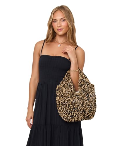 Bolso Tote bicolor de rafia con asas acrílicas miniatura 4