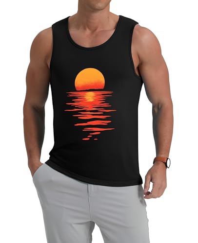 Mens Graphic Tank Tops Crewneck Gym Muscle Beach Hawaii Sleeveless Shirts2