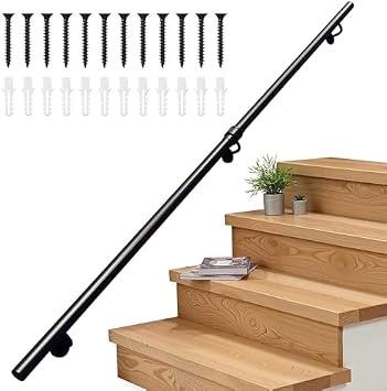 This Nonslip Wrought Iron Handrails for Stairs 1m2.5m Adjustable Safety Banister Railing for Indoor/Outdoor Durable WallMounted Industrial Support