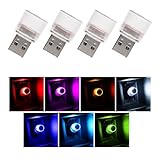 Sylvil 4 PCS USB LED Car Interior Atmosphere Lights, Plug-in USB Automotive Interface Charging Night Lamps, Mini Vehicle Interior LED Atmosphere Light for Car, Bedroom, Hallway (Colorful Slow)