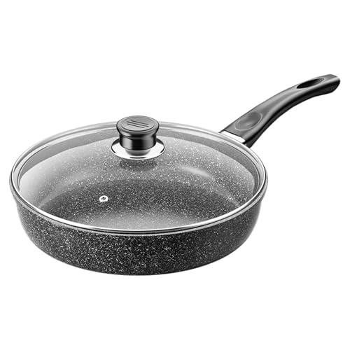 Gungtj Sartén antiadherente de inducción, utensilios de cocina de metal, sartén fácil de limpiar con mango resistente al calor para estufa de cerámica, cocina, hogar, restaurante, cocina, color negro