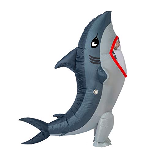 Spooktacular Creations Adult Inflatable Shark Costume, Realistic Gray Shark Blow-up Suit, Full Body Deluxe Halloween Animal Inflatable Costume - Image 8