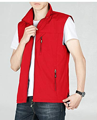 Image of Hixiaohe Mens Lightweight Vest Outerwear Casual Summer Outdoor Travel Vest for Hiking Fishing Golf Photo Work with Pockets