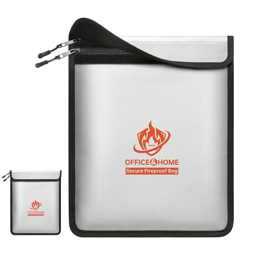 Upgraded Fireproof Document Bag (2200) 15x 11 Waterproof Fireproof Money Bag for Cash with Zipper Fireproof Safe for Home&Office Important Document Storage Organizer for Valuables Certificate