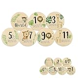 7Pcs Baby Milestone Cards,Wooden Monthly Newborn Sign Months Set Gifts,Boy Girl Born Sided Growth Props New Parents Month Milestone Gift Signs,for Recording Infants Pregnancy Photography Photo Card