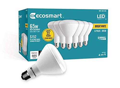 image for Ecosmart Bright White LED BR30 Dimmable Flood Bulb, 65W Replacement, 9