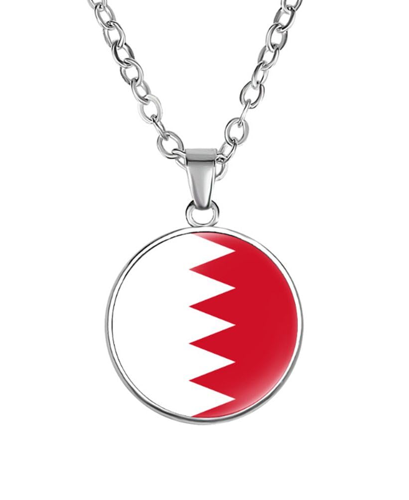 EUIOSFDC Bahrain Country Flag Necklace Alloy Necklace for Men Women
