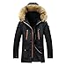Manteau en Coton Hommes Long Épais Épais Chaud Confortable Décontracté Hommes Veste À Capuche Fermeture Éclair Multi-Poches Hommes Veste d'hiver A-Black 7XL