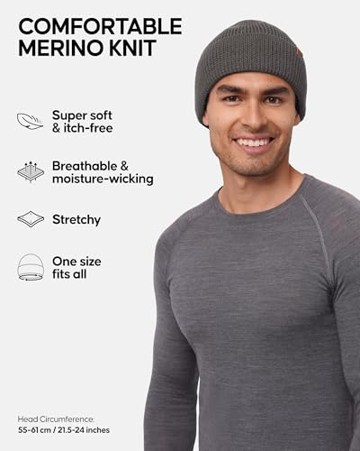 Image of DANISH ENDURANCE Merino Wool Beanie, Warm Winter Hat for Outdoors