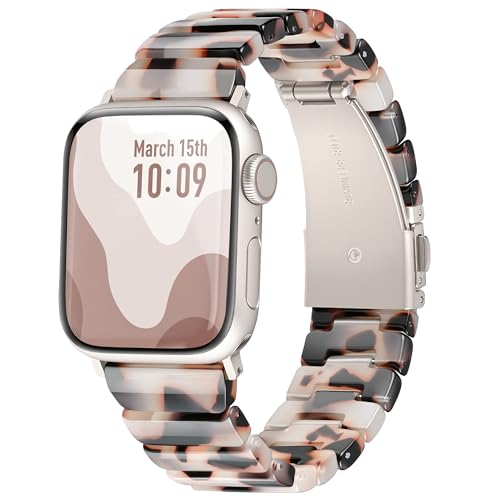 Melyis Resin Band for Apple Watch Bands 42mm 41mm 40mm 38mm fit Apple Watch Bands for Women 40mm iWatch Bands for Women Strap for Apple Watch Series 11 10 9 SE 8 7 6 5 4 3 2-Tortoiseshell Bro product thumbnail 14