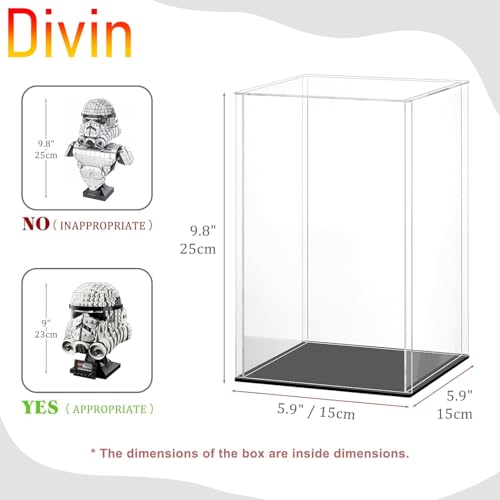 Image of Divin Acrylic Display for Organizing Collectibles Clear Box Display Action Figures Home Storage Mini Toys Gifts for Lover, Dust-Free, Clear Display Box (Black+Clear, 15X15X25Cm; 6X6X10)