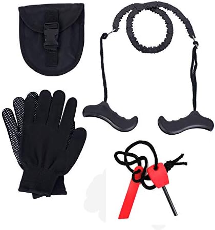 Pocket Chainsaw Survival Chain Saw Magnesium Fire Rod Fire Starter (29 inches, black)