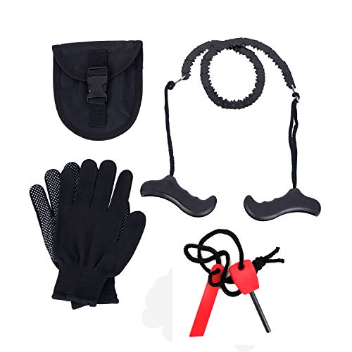Pocket Chainsaw Survival Chain Saw Magnesium Fire Rod Fire Starter 29 Inches Portable Garden Handle Hand Saw with Sharp Teeth Survival Tool Emergency Kit for Camping Hunting Tree Cutting