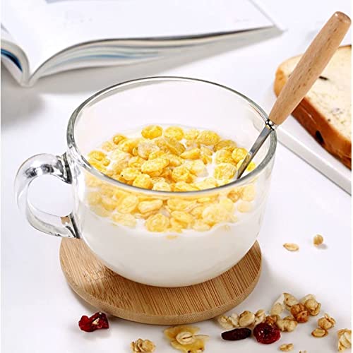 Donyu 2 Pieces Glass Cup 16Oz Clear Coffee Mug With Lids Spoon For Breakfast Tea,Milk,Beverage,Oats,Yoghurt #TOP7
