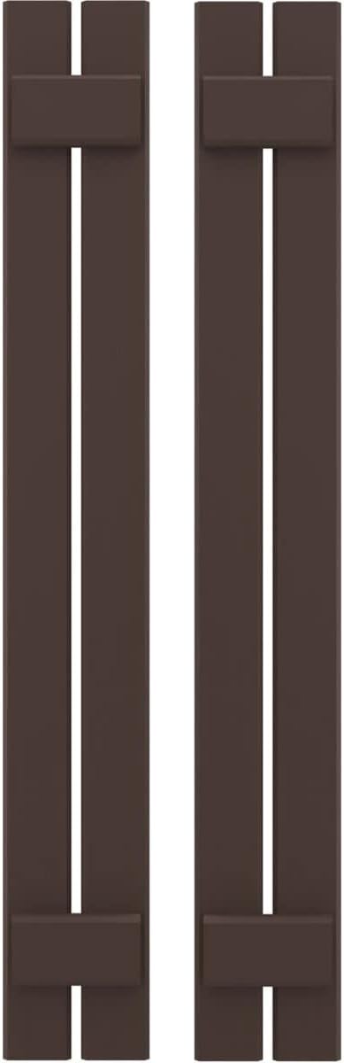 Ekena Millwork ARW101SB207X84TBH Americraft Two 2 Exterior Real Wood Spaced Board-n-Batten Shutters (Per Pair), 7 1/2"W x 84"H, Raisin Brown