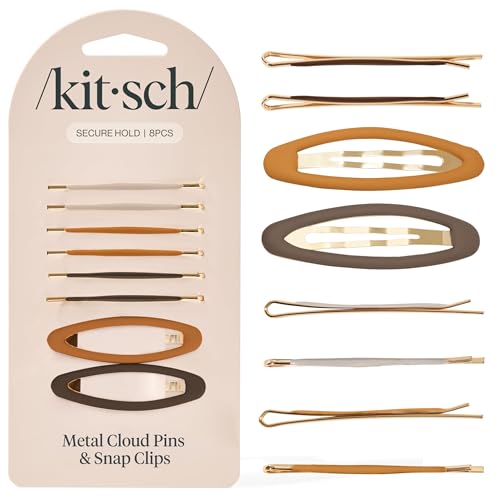 Kitsch Hair Clips for Women & Bobby Pins – Gold Metal Snap Hair Barrettes | Stylish, No Slip,...