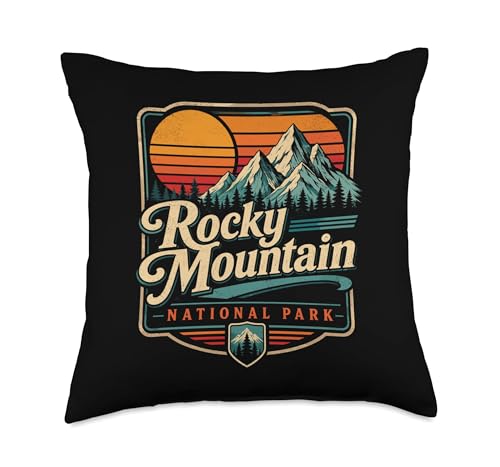 Rocky Mountain National Park Colorado Vintage Hiking Throw Pillow