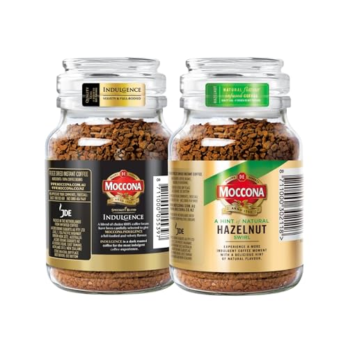 Image of Moccona Indulgence + Hazelnut Instant Coffee - 195g (Pack of 2)| Imported Coffee | Premium Arabica & Robusta Blend | Freeze-Dried | Bold & Strong Flavor