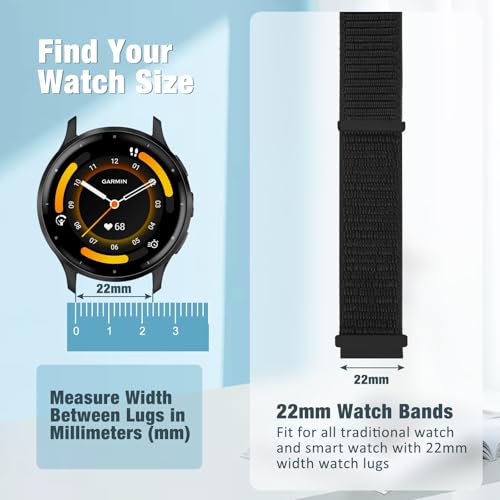 WNIPH 4 Pack Nylon Watch Bands Compatible with Garmin Venu 4 45mm/Venu 3 45mm/2/Vivoactive 4, Garmin Forerunner 255/255 Music/265/955, 22mm Sport Repalcement Strap for Amazfit GTR 4/3/2/Bip 6/Bip 5 by WNIPH - Used condition - Image 2