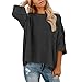 Produktbild clacce Pullover Damen Langarm Oversize Regenbogen Gestreift Lose Strickpullover Pulli Jumper Sweatshirt mit Trompetenärmel Bluse Langarmshirts Hemd Pullover Sweatshirt Oberteil Tops Shirts