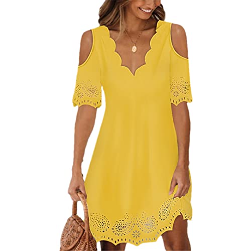 Robe sexy en dentelle jaune XL pour valoriser les formes
