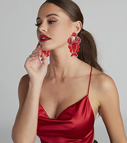 Beaded Starfish Earrings for Women Handmade Statement Lobster Dangle Earrings Boho Summer Funky Crawfish Drop Dangling Earrings Weird Boho Vacation Earrings Jewelry Beach Lover Gift2