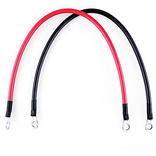 Image of Battery Cable 8AWG 12 Inch Battery Power Inverter Cables Set with 3 /8 inchLugs Terminals 8Gauge x12in (1 Black & 1 Red) for Car Marine Solar ATV Lawn Mower RV Motorcycle (8AWG, 12-Inch)