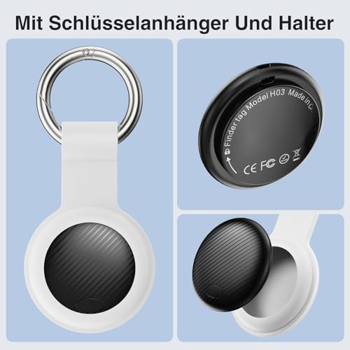 GPS Tracker - 2er Pack Smart Tracker Tags mit Apple Wo ist? (iOS NUR) mit Schutzhülle, Wasserdichter Gegenstandssucher, 100 dB Lautstärke, Bluetooth-Schlüsselfinder für Gepäck, Koffer