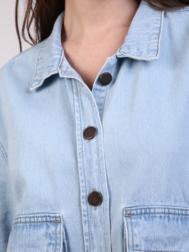 Image of Urbano Fashion Women's Relaxed Fit Full Sleeve Utility Denim Jacket