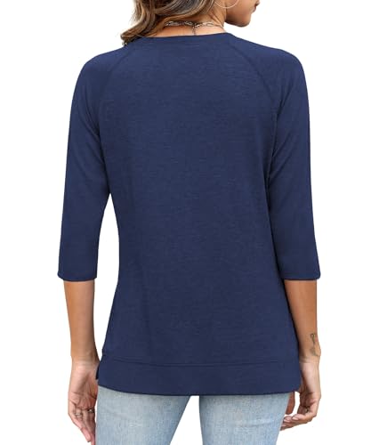 JomeDesign Womens Tops Casual 3/4 Sleeve Crew Neck Shirts Loose Fit Tunic Blouses Summer Tees3