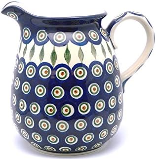 Polish Pottery Pitcher - 2 quart - Peacock