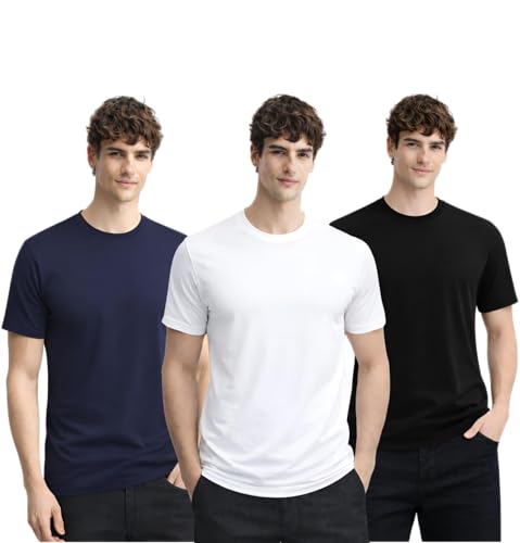 T-shirt en coton homme pour la gym et les voyages : pack de 3 hauts respirants ADRO