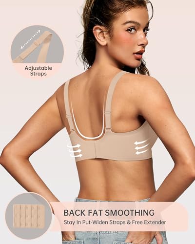Image of OEAK Womens Deep V Bras Wireless Comfortable Bra Supportive No Underwire Bras Tshirt Push Up Bralettes Plunge Seamless Bra