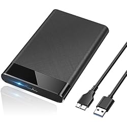 POSUGEAR Carcasa Disco Duro 2,5´´, USB 3.0 Caja Disco Duro para HDD SSD SATA I/II/III de 7mm y 9.5mm de Altura con Cable USB, Sopporta UASP&Trim, no Requiere Herramientas Compatible con Xbox PS4 PC TV