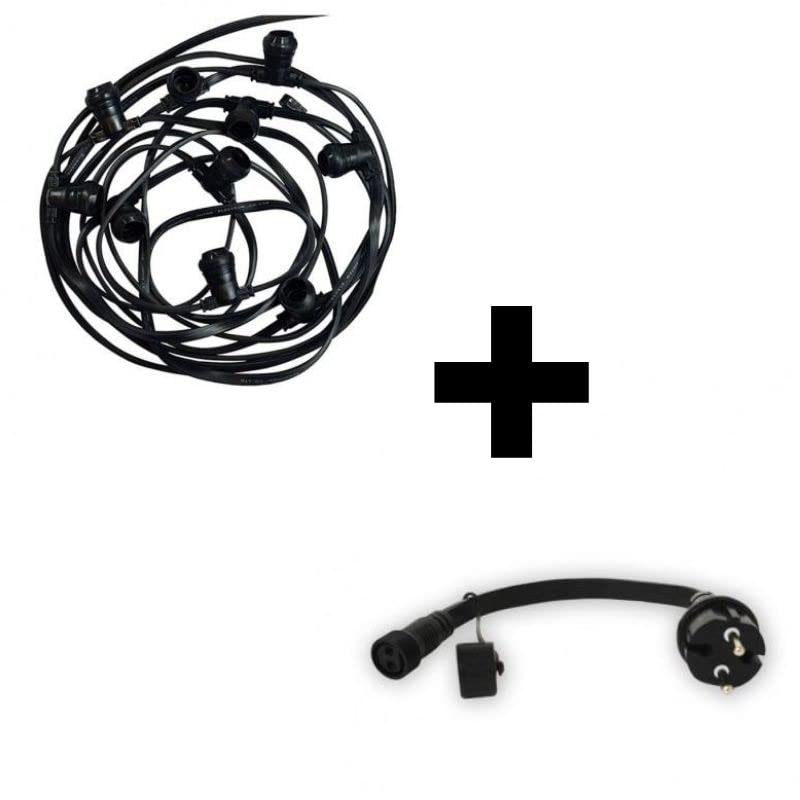 KIT Guirlande FORAINE Noire 10 METRES 20 Douilles B22 Plus Cable d'alimentation