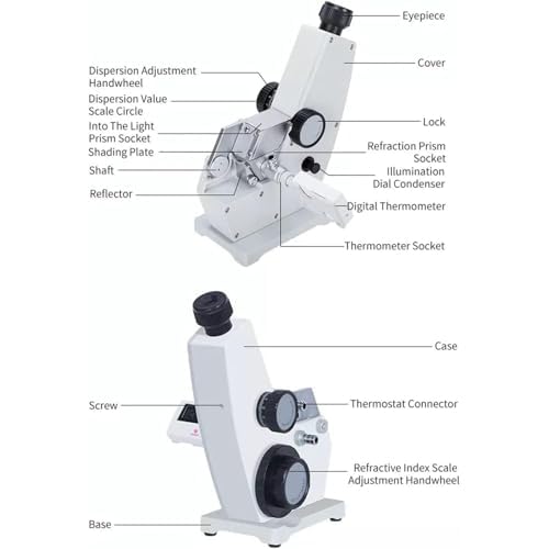 Rifrattometro digitale da laboratorio, alta precisione ± 0,0002, misure 1,3000 ~ 1,7000 nD e 0-95% Brix, ideale per analisi dei farmaci