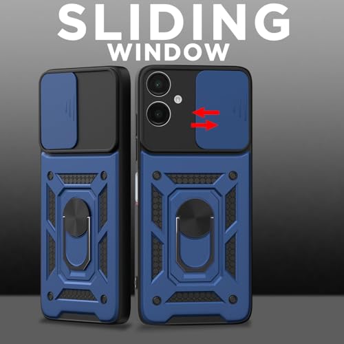 Image of Luxe Back Cover for Samsung Galaxy A06 5G / Samsung Galaxy F06 5G / Samsung Galaxy M06 5G | D10 Tough Armor Case | Sliding Camera Shield | 360 Protection | Kickstand Ring Holder | Military-Grade