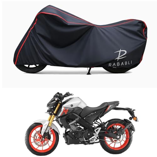 Image of Waterproof Bike Body Cover Compatible for | Yamaha MT 15 V2 | Taffeta Fabric, Red Piping Design, Bottom Elastic Fit | Dustproof, Sun UV & Rain Protection for All Bikes