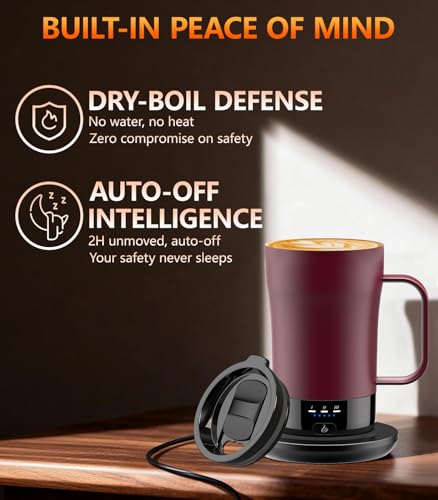 Image of Self-Heating Coffee Mug, 14oz Heated Coffee Mug - Rechargeable Temperature Control Coffee Mug Keep Coffee Hot, Smart Mug Great Gift for Coffee Lovers & Slow Sippers