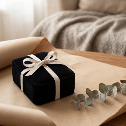 CHUENKUK Lot de 6 boîtes à bijoux - Petite boîte à bijoux - 10 x 7 x 3,5 cm - En velours noir - Boîte à bijoux pour colliers et emballage cadeau – vue 5