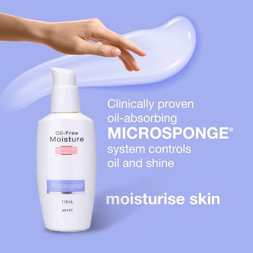 Image of Neutrogena Oil-Free Moisture Face Moisturizer & Neck Cream for Combination Skin, Lightweight Oil Absorbing Daily Facial Lotion, Non-Comedogenic Matte Finish, 118 ml