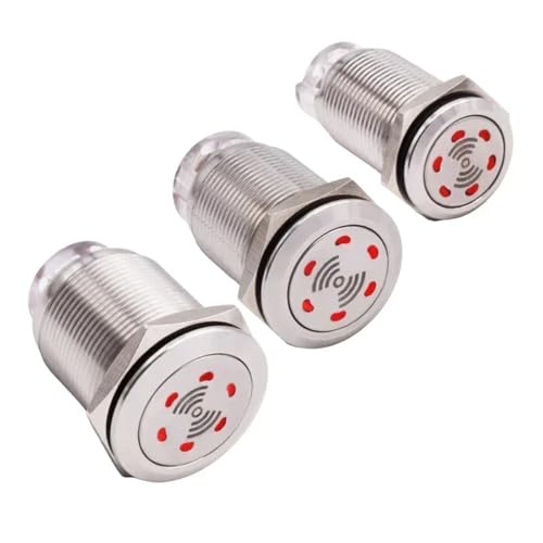 Luz intermitente warning con buzzer de 22mm 24V mini alarma roja metal 2