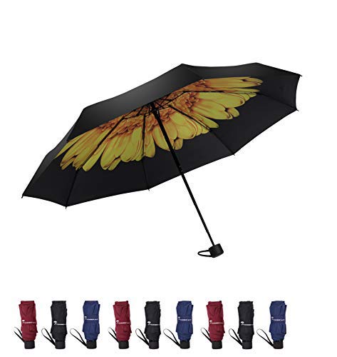 SY COMPACT Travel Compact Umbrella Mini Lightweight Umbrellas with UV Protection (Yellow Flower)