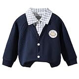 Baby Sommer T Shirt Jungen lässig, langärmelig, für den, modische Oberbekleidung, weich, offene Vorderseite, Strickjacke, Kinderoberteile, bequem, lockere Passform, stilvoll, (Navy, 5-6 Years)
