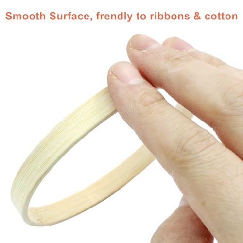 Image of Hitefu 6 Packs 4 Inch Bamboo Floral Hoop Rings(10cm) | Small Wooden Embroidery Hoops, For Crafts, Dream Catcher, Wedding Wreath