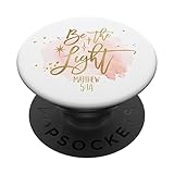 Be The Light Bible Verse Blush Pink Watercolor with Stars PopSockets PopGrip: Swappable Grip for Phones & Tablets PopSockets Adhesive PopGrip