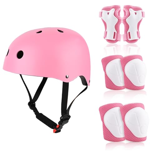 Gaethra Protezioni Skateboard Bambino, Set Protezioni Bici Bambino con Casco Regolabile, Ginocchiere e Gomitiere,...